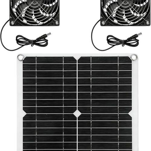 Wentylator solarny, wentylator solarny, 12 W, wodoszczelny, zasilany energią słoneczną, panel słoneczny z podwójnym wentylatorem DC, do małych kurników, szklarni, szopy