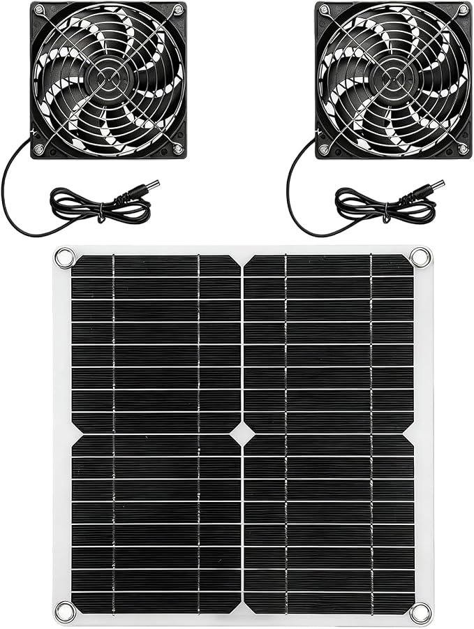 Wentylator solarny, wentylator solarny, 12 W, wodoszczelny, zasilany energią słoneczną, panel słoneczny z podwójnym wentylatorem DC, do małych kurników, szklarni, szopy