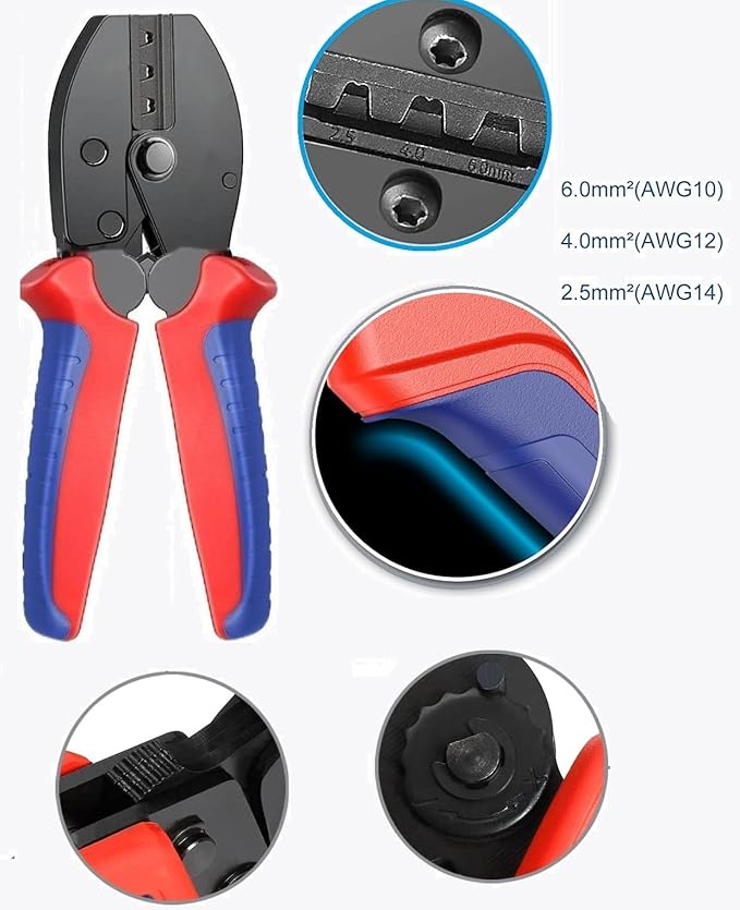 Zestaw zacisków solarnych do paneli słonecznych 2,5/4/6 mm², kabel PV, 1 x pręt dociskowy PV, 10 par złączy do kabli słonecznych, 10 par męskich / żeńskich kolektorów słonecznych, 2 x klucz płaski do - obrazek 2