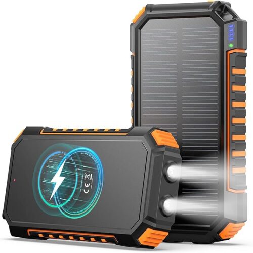 Ładowarka słoneczna Power Bank 20000mAh - A ADDTOP 3.0A bateria zewnętrzna Szybkie ładowanie z USB C - Bezprzewodowa przenośna bateria z 4 wyjściami - PD QC 3.0 Przenośna ładowarka do tabletów