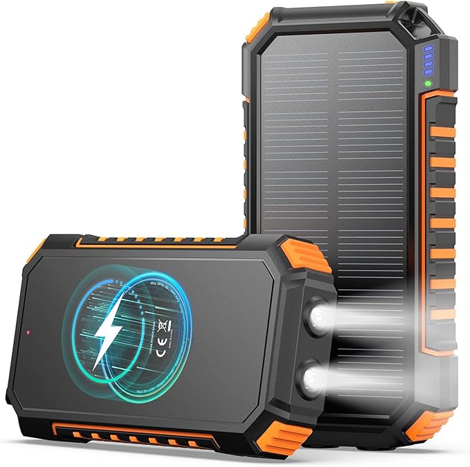 Ładowarka słoneczna Power Bank 20000mAh - A ADDTOP 3.0A bateria zewnętrzna Szybkie ładowanie z USB C - Bezprzewodowa przenośna bateria z 4 wyjściami - PD QC 3.0 Przenośna ładowarka do tabletów