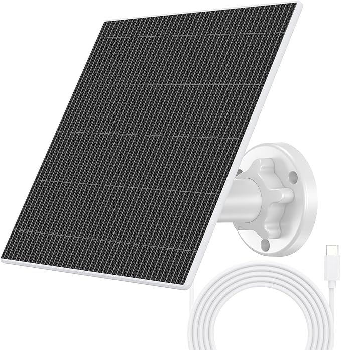 Panel słoneczny 8 W do kamer bezpieczeństwa, panele słoneczne z portem USB-C i DC 3,5 mm, ładowarka solarna do kamery zewnętrznej, adapter typu C, kompatybilny z Eufy, Eufycam, Reolink, Ring, Arlo