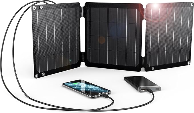21 W przenośna ładowarka słoneczna, ładowarka BigBlue Solar Panel z USB-A/USB-C (5 V/4,2 A), wodoodporny IP68 składany panel słoneczny na kemping, kompatybilny ze smartfonami, power bankiem i tabletem