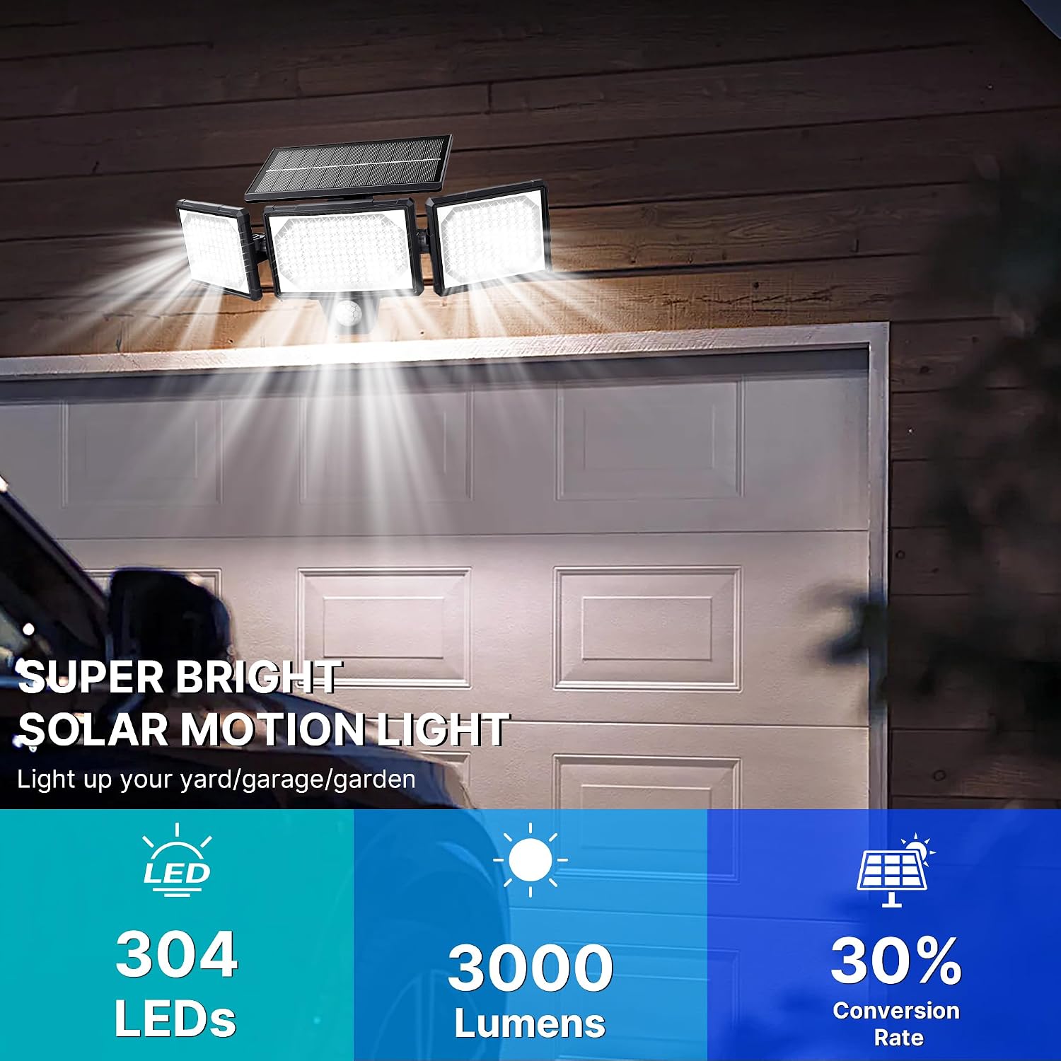 2 x zewnętrzna lampa solarna z czujnikiem ruchu, do ogrodu, 304, 3 tryby, zewnętrzna lampa solarna z pilotem zdalnego sterowania, wodoodporna IP65, szerokokątne oświetlenie słoneczne, oświetlenie - obrazek 3