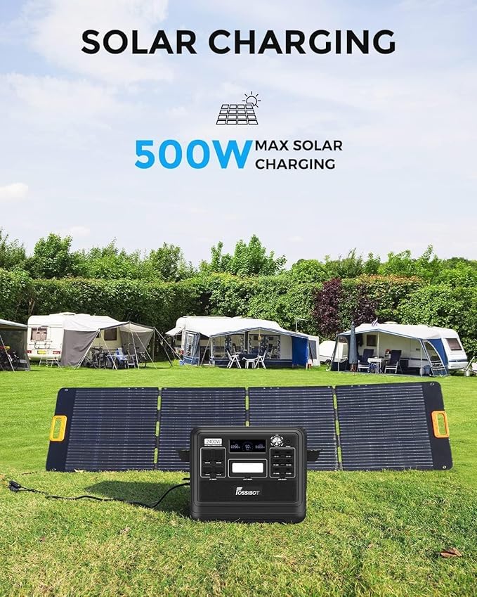 FOSSiBOT F2400 Generator z panelem słonecznym 200 W, przenośna elektrownia 2400 Wh LiFePO4 2048 Wh z mocą wyjściową 3 AC (szczytowa 4800 W), 13 gniazdek, do przechowywania energii, biwakowania - obrazek 6