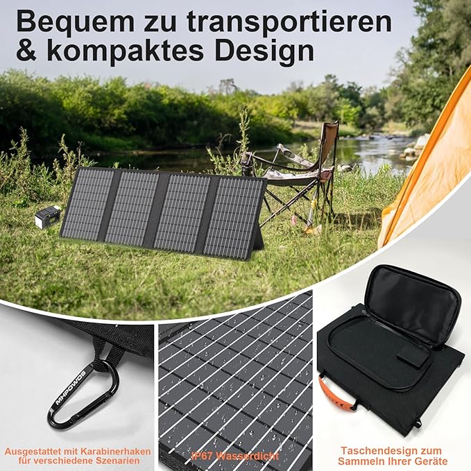 Składany panel słoneczny 60 W, ładowarka słoneczna, moduł solarny - obrazek 5