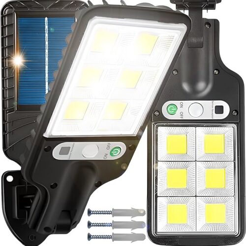 Retoo Lampa solarna z czujnikiem ruchu, 240W, IP67, akumulator 15000 mAh | LED SMD EPISTAR, 6000 K, kąt 120°, uchwyt 25 cm, czarna, 12,3 x 30 x 27,7 cm