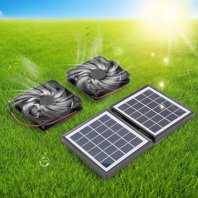 Wentylator Solarny Wywiewny Wentylacja Nawiewna lub Wywiewna | Przeciwdeszczowy 10W Cyrylator Powietrza Do Okien Szklarni Kurników Bud Dla Psów Podwórek - obrazek 2