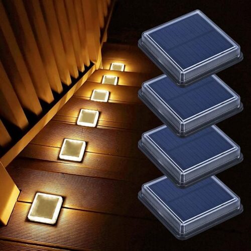 Lacasa 4 szt. Solar Lights, IP68, automatyczne włączanie/wyłączanie, oświetlenie do ścieżek ogrodowych, tarasów, schodów, patio