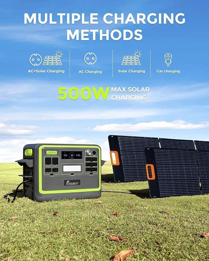 FOSSIBOT-Polska Elektrownia stacja zasilania F2400 paneli słonecznych 420 W, 2048Wh 2400W APP XT90, stacja kempingowa, podróż, szybkie płukanie 1,5 godziny, 5 letnia gwarancja producenta - obrazek 5