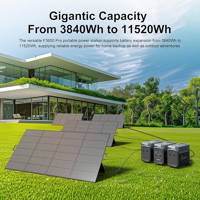 FOSSiBOT F3600 Przenośna stacja zasilania, generator fotowoltaiczny 3840 Wh, bateria LiFePO4, możliwość rozbudowy do 3.8-11.5 kWh na kempingu i w kamperze - obrazek 5