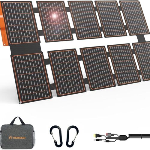 FlexSolar Panel Słoneczny 100W, Składany Ładowarz Słoneczny, Zestaw Monokrystaliczny ETFE do Generatorów Słonecznych Powerstation