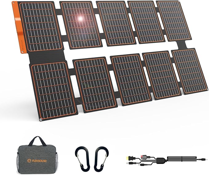 FlexSolar Panel Słoneczny 100W, Składany Ładowarz Słoneczny, Zestaw Monokrystaliczny ETFE do Generatorów Słonecznych Powerstation
