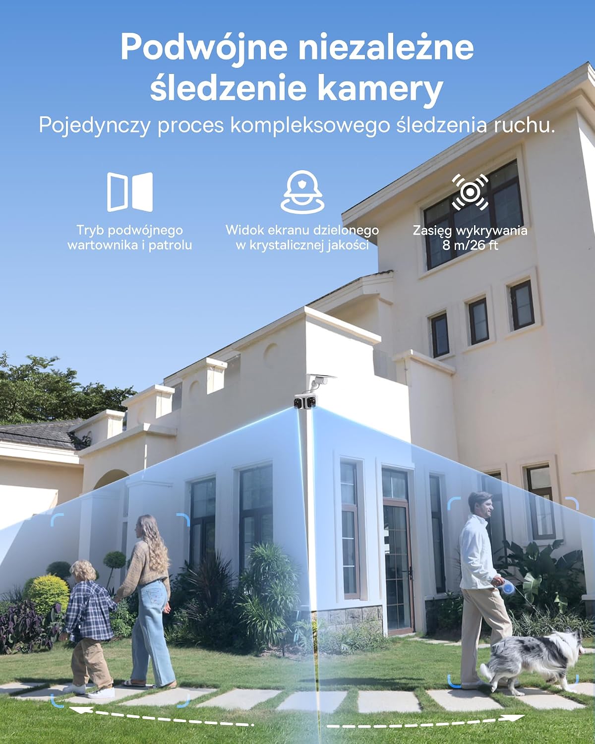Baseus Security X1 Pro Kamera Zewnętrzna – kamera z podwójnym śledzeniem AI, monitoring 300°, nocne widzenie, solarna kamera bezprzewodowa na baterię, detekcja AI, automatyczny patrol, do 512 GB - obrazek 5