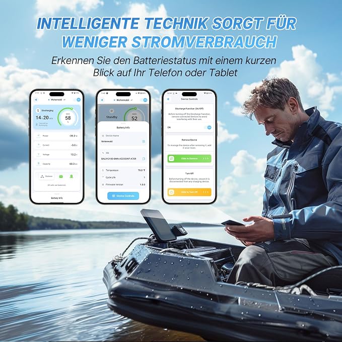 Redodo Akumulator LiFePO4 12 V 50 Ah Bluetooth do silników trollingowych, z ochroną przed niską temperaturą 50 A BMS, akumulator litowy 640 Wh, idealny do kamperów, łodzi, na kemping, 10 lat - obrazek 5