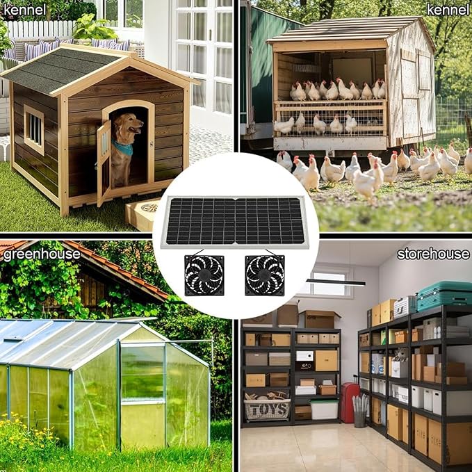Wentylator Solarny 16W Energooszczędna Cicha Wentylacja | Wentylator wyciągowy zasilany energią słoneczną na zewnątrz do Stodoły, Patio, Podwórka, Kampera, Szopy, Garażu, Warsztatu - obrazek 5