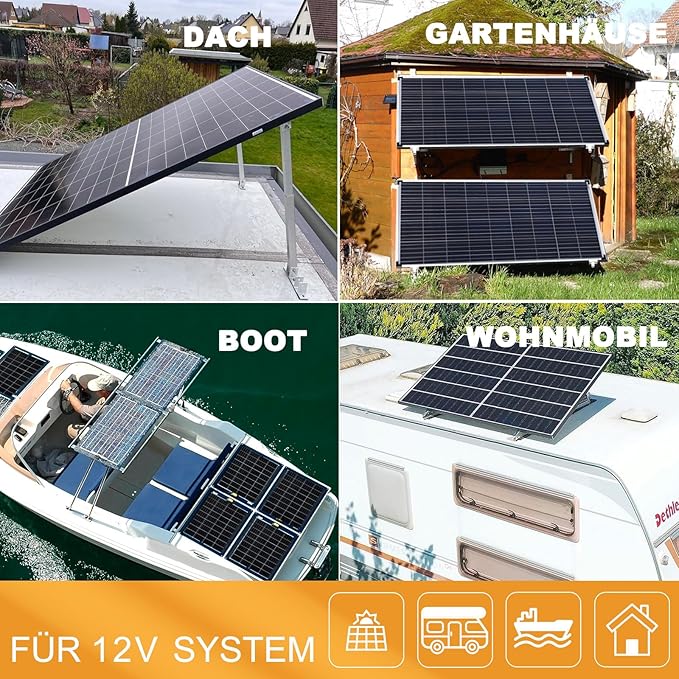 enjoy solar® Monokrystaliczny Panel słoneczny 100W 12V, PERC 9BB – idealny do kampera, instalacji balkonowej, altanki, łodzi - obrazek 5