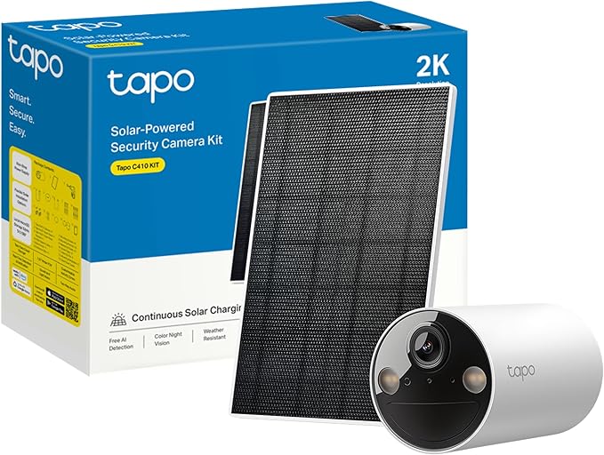 TP-Link Tapo C410 KIT | Zestaw kamery 2K QHD na baterie ze stacją Tapo H200 | Pełnokolorowy tryb nocny | AI detekcja | Dwukierunkowa komunikacja | Kompatybilność z Alexa i Google Home