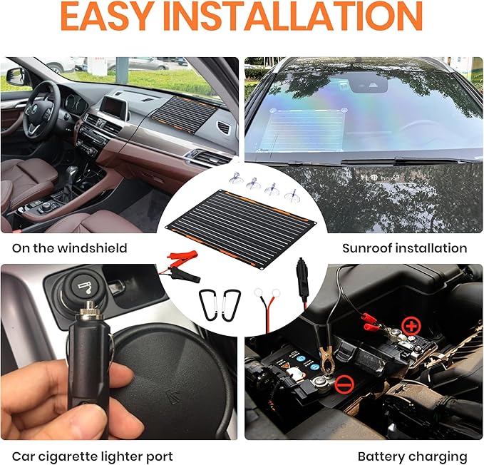 Solarna ładowarka samochodowa 12 V 20 W moduł solarny IP67 wodoodporny panel słoneczny przenośna ładowarka SAE kabel połączeniowy do samochodu, łodzi, motocykla, przyczepy, kampera itp - obrazek 3