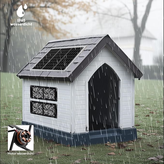 Wentylator solarny, IP65, odporny na warunki atmosferyczne, z panelem słonecznym 20 W i 4 wentylatorami DC, do małych kurników, szklarni, szop, domów dla zwierząt domowych, okien - obrazek 6