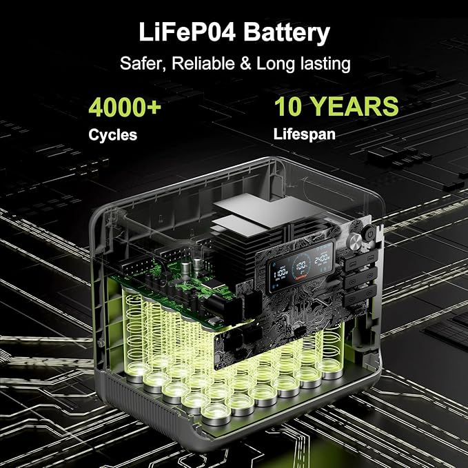 FOSSiBOT-Polska Power station F2400 2048 Wh LiFePO4 Przenośna stacja zasilająca, generator solarny z wyjściami 2400 W AC, do użytku domowego w kamperze, 5-letnia gwarancja - obrazek 5