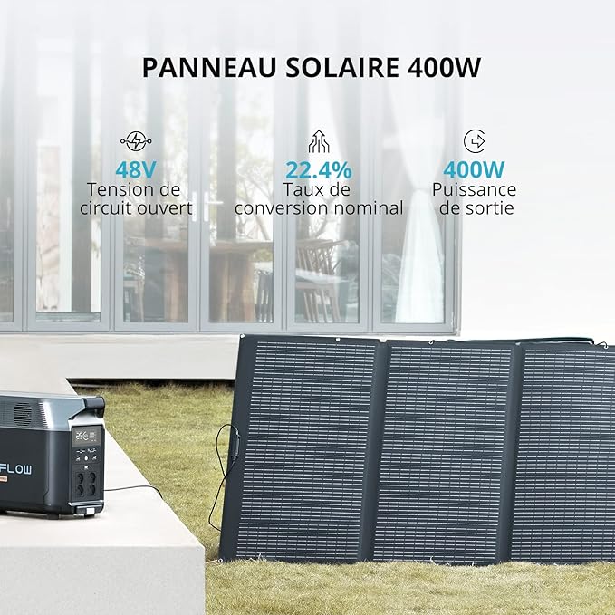 EF ECOFLOW Ecoflow Panel Słoneczny 400 W, Składany moduł słoneczny do przenośnej elektrowni Delta Pro/Delta Max/Delta, Moduł fotowoltaiczny Układ słoneczny do ogrodu zewnętrznego Balkon Camping - obrazek 3