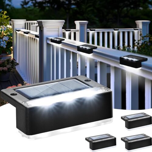 Solpex Lampy solarne do użytku na zewnątrz, 4 sztuki, zimna biel, oświetlenie schodów, wodoszczelne lampy solarne, oświetlenie LED do schodów zewnętrznych, stopni, ogrodzenia, ogrodu, podwórka, tarasu