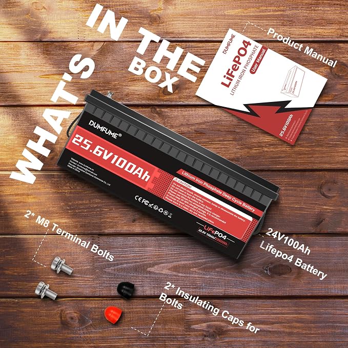 24V 100Ah Bateria Litowa LiFePO4, | Wbudowany BMS 100A, Moc 2560W, do 15000 Cykli, Idealna do Kampera, Fotowoltaiki, Systemów Off-Grid - obrazek 6