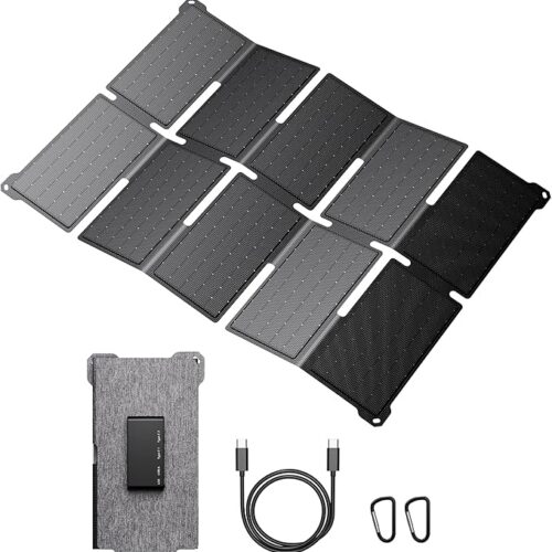 Przenośny Ładowarka Słoneczna BigBlue 35W z Szybkim Ładowaniem USB-A i PD 25W USB-C do Kampingu i Wędkowania, 0,7 kg, Wodoodporna IP68, Składana Ładowarka Słoneczna do iPhone/Android, iPad, Powerbank | Szybkie ładowanie USB-A i PD 25 W USB-C, na kemping, z plecakiem, 0,70 kg, wodoszczelność IP68