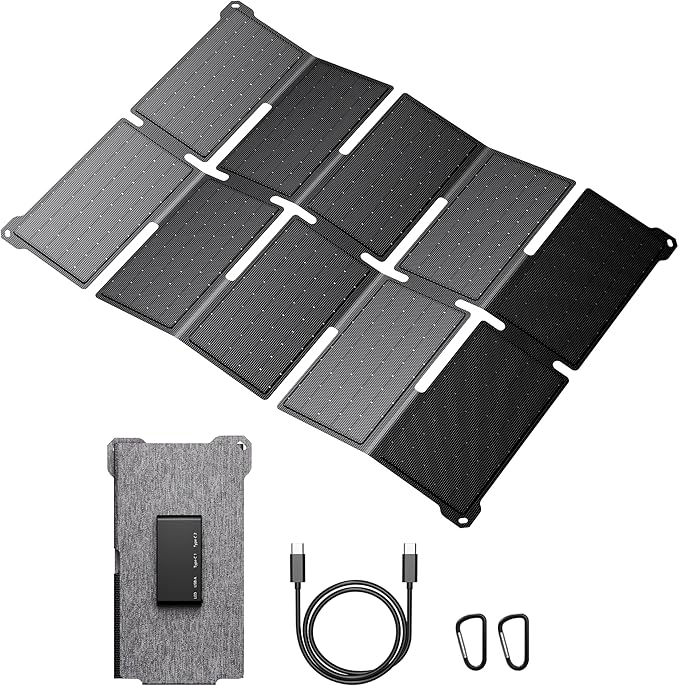 Przenośny Ładowarka Słoneczna BigBlue 35W z Szybkim Ładowaniem USB-A i PD 25W USB-C do Kampingu i Wędkowania, 0,7 kg, Wodoodporna IP68, Składana Ładowarka Słoneczna do iPhone/Android, iPad, Powerbank | Szybkie ładowanie USB-A i PD 25 W USB-C, na kemping, z plecakiem, 0,70 kg, wodoszczelność IP68