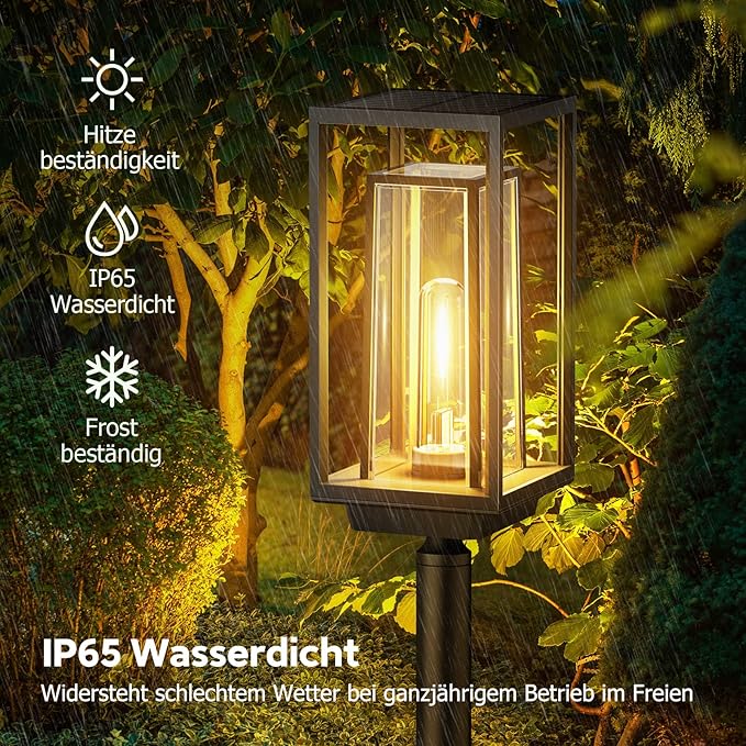 Lampy solarne do ogrodu, nowoczesne, o dłuższym czasie pracy, bardzo jasne solarne lampy ogrodowe, wodoodporność IP65, dekoracja ogrodowa na balkon, taras, do użytku na zewnątrz, 2 szt. - obrazek 4